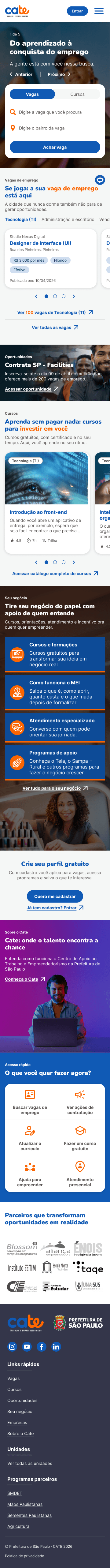Cate platform home — mobile
