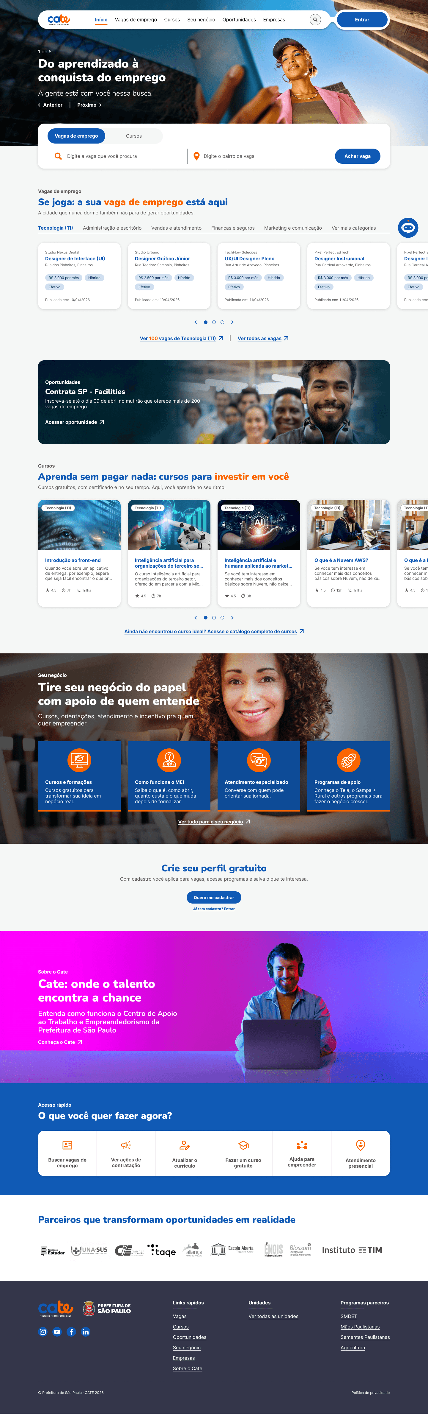 Cate platform home — desktop